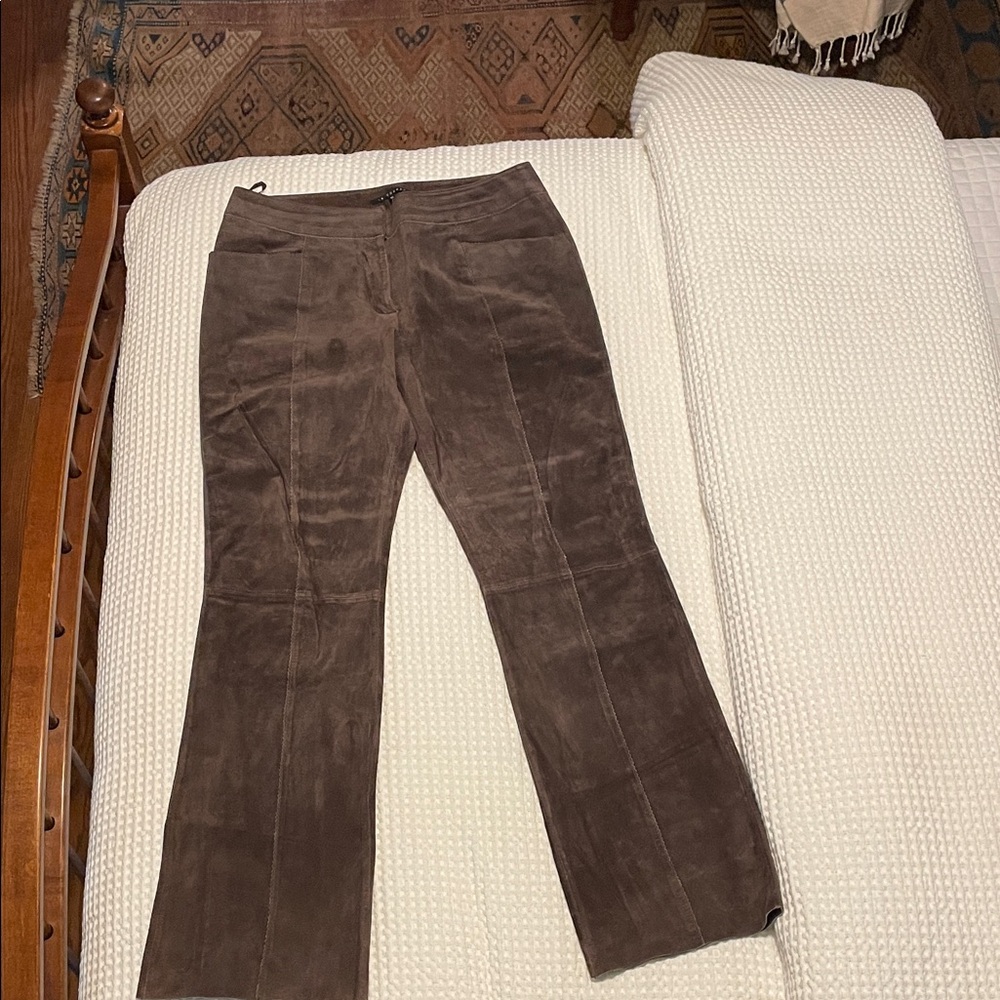 Brown 100% Leather Pants (but feels like suede) Size 10 with lining